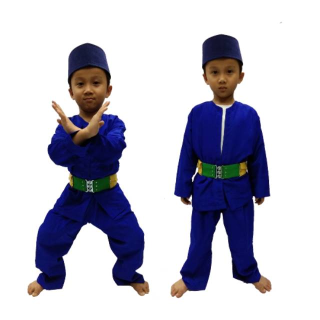 Baju Pangsi Betawi Anak Lengkap (setelan+sabuk+peci)