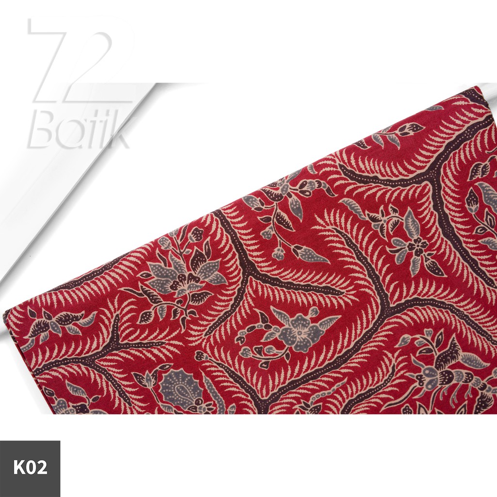 KAIN BATIK PREMIUM Bahan Katun Motif Kembang Segaris Warna Merah Abang Hitam 722668 Cap 72 Jarik Jarit Samping Kebat Panjang Batik Katun Modern Premium Bahan Seragam Batik Pernikahan Kantor Keluarga Murah Kamen Jadi Batik Bali Lembaran