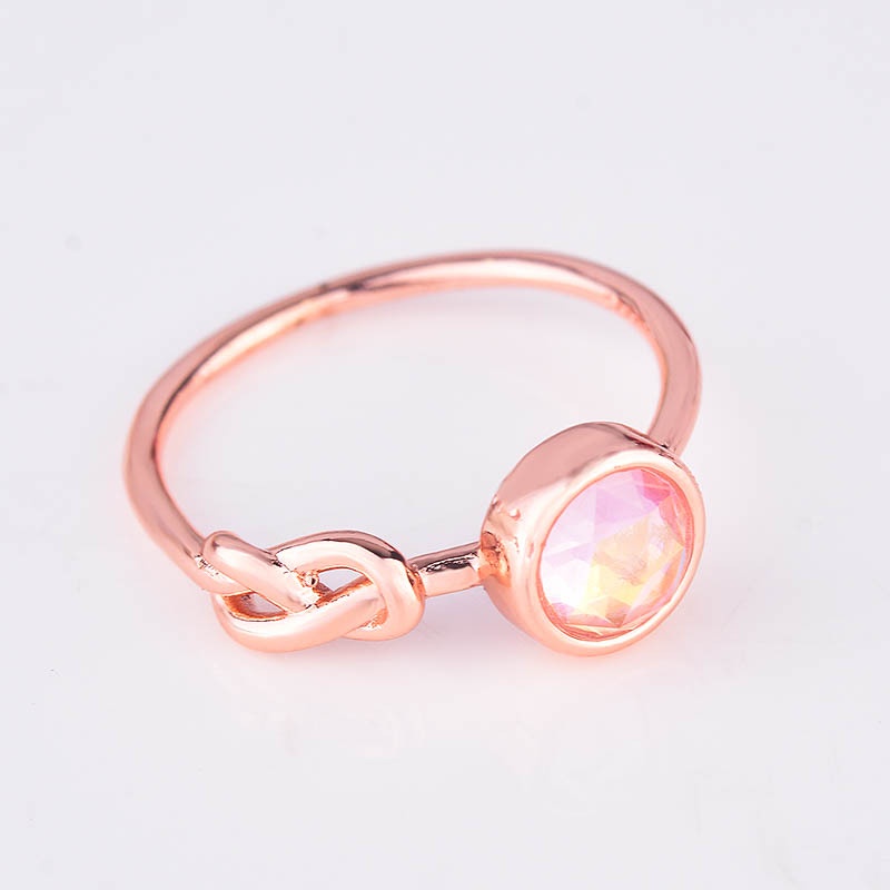 Cincin Sterling Silver 925 Dengan Batu Kristal Pink Untuk Wanita Jza0122