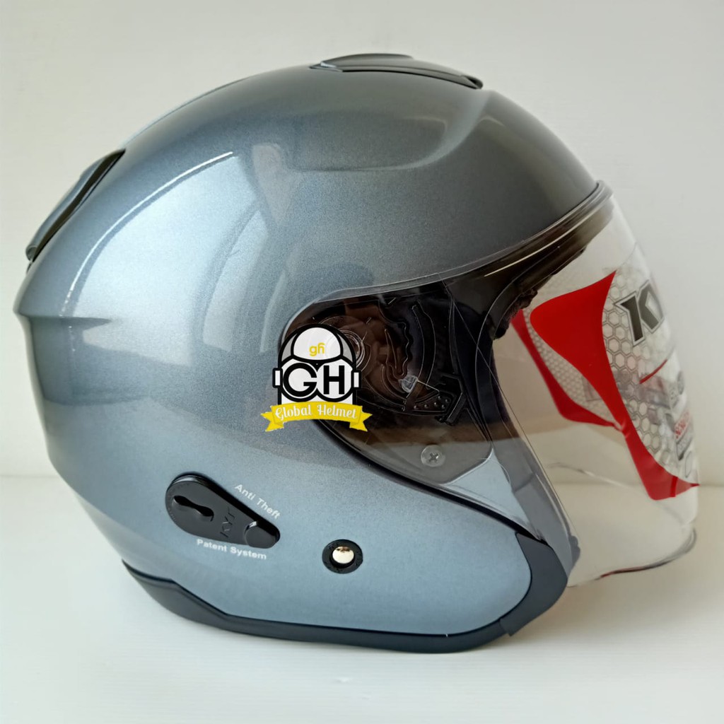 HELM KYT KYOTO SOLID ALL GREY HALF FACE SINGLE VISOR