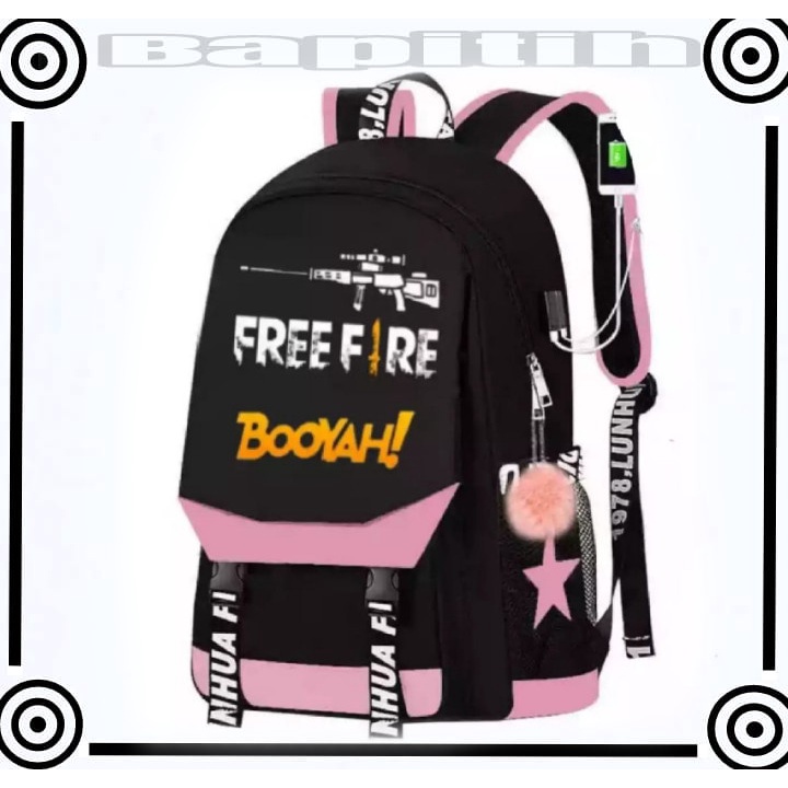 BPT Tas Ransel anak sekolah Laki-laki Tk Sd Smp Gaming  Motif FREEFIRETerbaru 2022 - Ready KUNING, PINK , ABU ABU