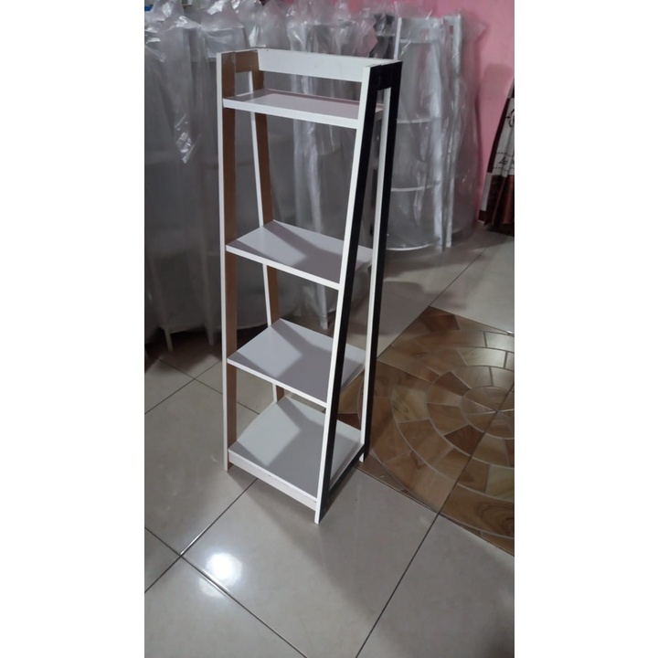 Rak Bunga Kayu 4 Papan / Rak Bunga Susun Kayu Bentuk Tangga / Rak Bunga Minimalis Flower Stand