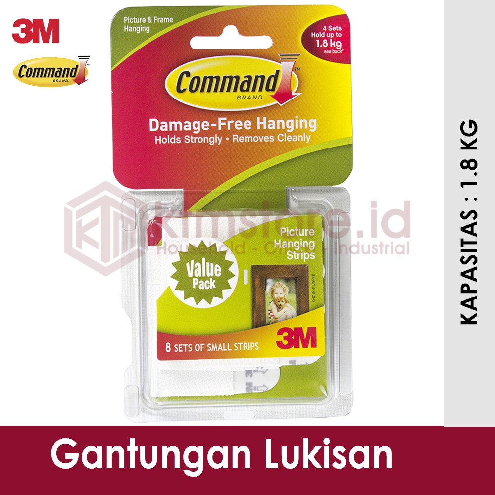 3M Command Hook Small Picture Hanging Strips 1.8 KG 17205