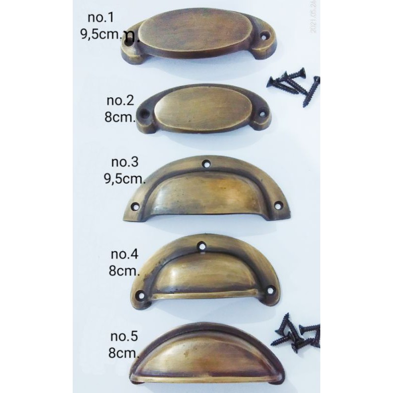 tarikan laci kuningan antik no.1.2.3.4.5.