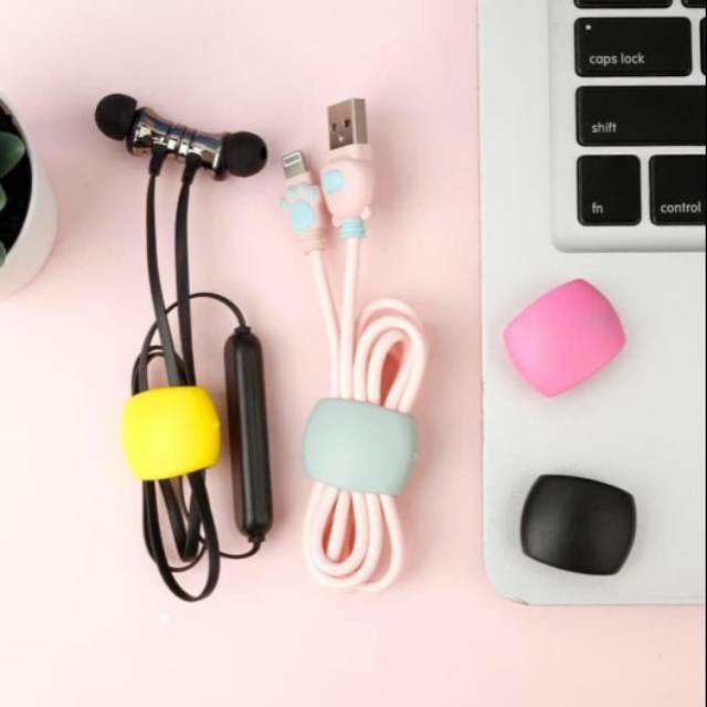 Tidy Clip USB kabel Karet Silikon Kabel Organizer Isi 4 Pcs