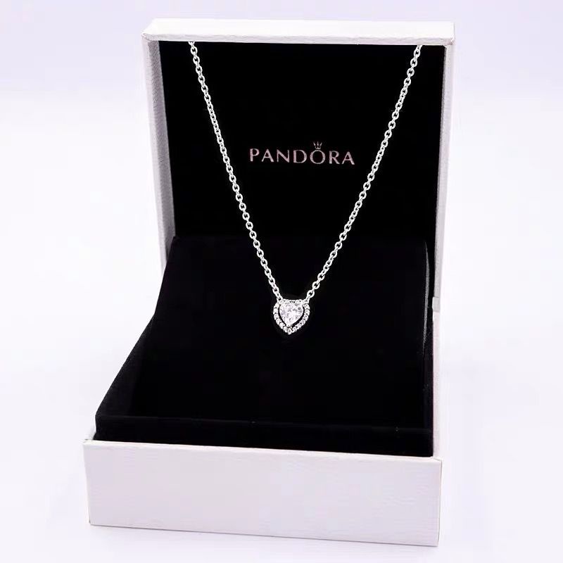 Pandora Kalung 925 Silver Cubic Zirconia Berlian Bentuk Hati Untuk Wanita