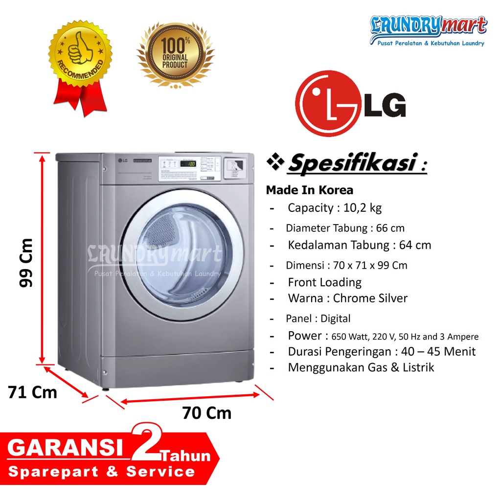 DRYER / MESIN PENGERING / MESIN PENGERING LAUNDRY LG GIANT C KAPASITAS 10.2KG