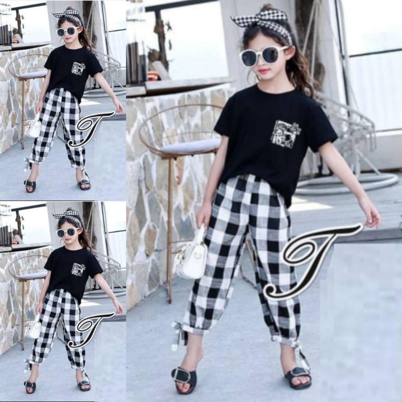 Korea Fashion Kids Anime Set Baju Anak Perempuan Umur 6th-10th Baju Setelan Anak Perempuan