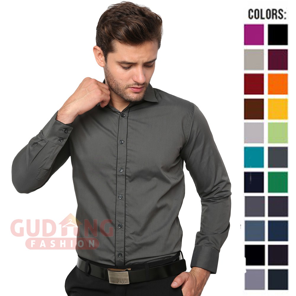 Kemeja Pria Modis Katun Pajang Model Slimfit - Banyak Pilihan Warna LNG (COMB)