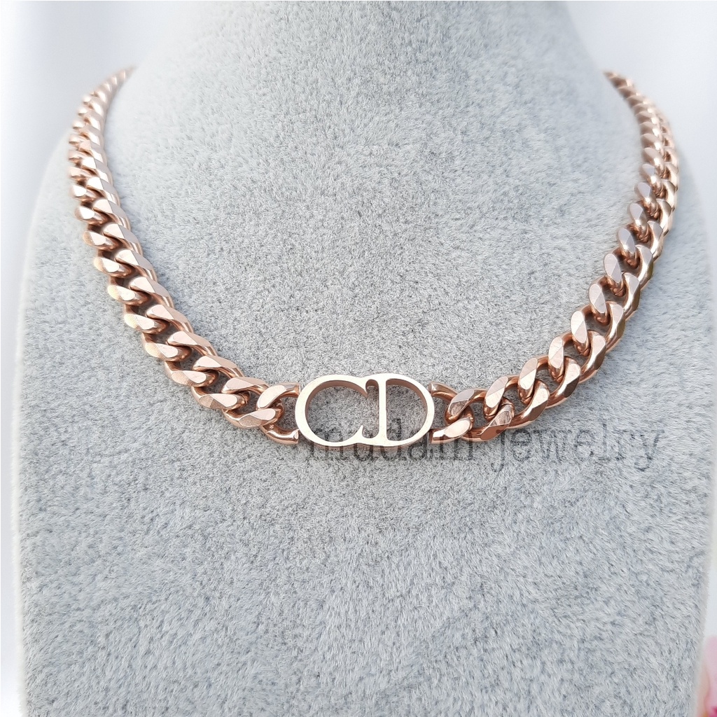 Kalung Rantai Titanium Model C Di*r Tersedia Warna Rose Gold, Gold dan Silver