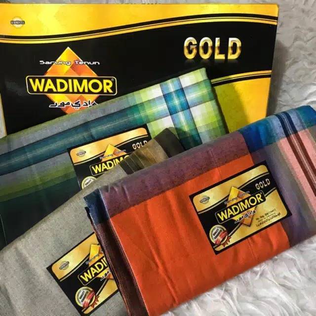 Sarung WADIMOR motif gold Kain Tenun Sholat Pesantren Santri Dewasa Pria Laki