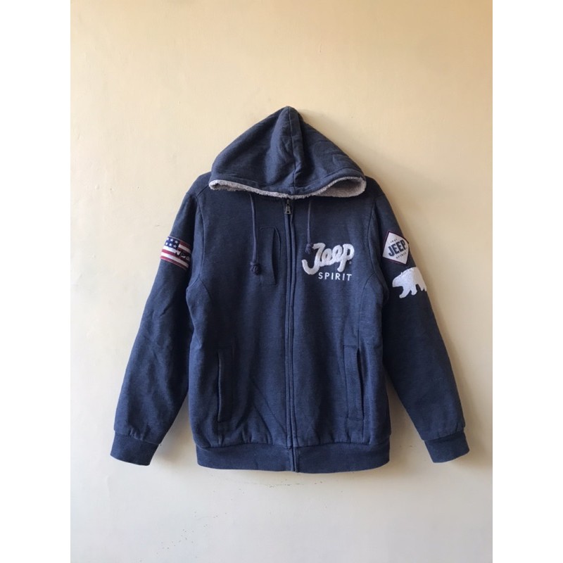 SWEATER HOODIE PANAS JEEP ( LAPISAN BULU ANGSA )