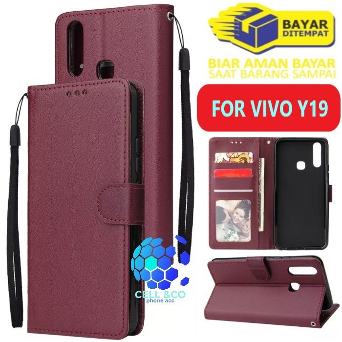 Flip cover VIVO Y19 Flip case buka tutup kesing hp casing hp flip case leather wallet