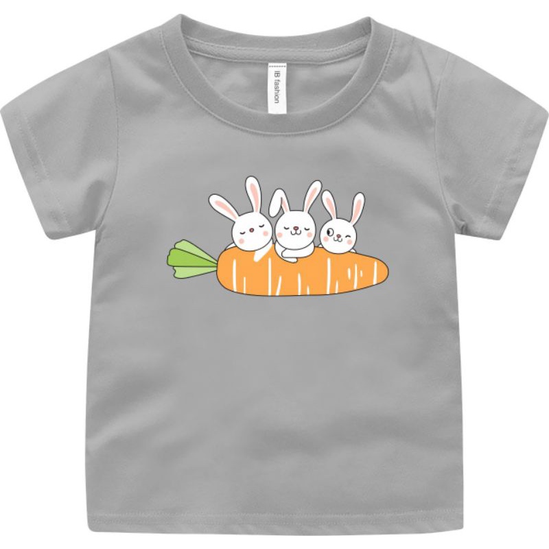 Baju Kaos Anak Laki Laki &amp; Perempuan Kelinci Wortel Atasan Anak Cewek T Shirt Anak Cowok Baju Oblong Anak aNak