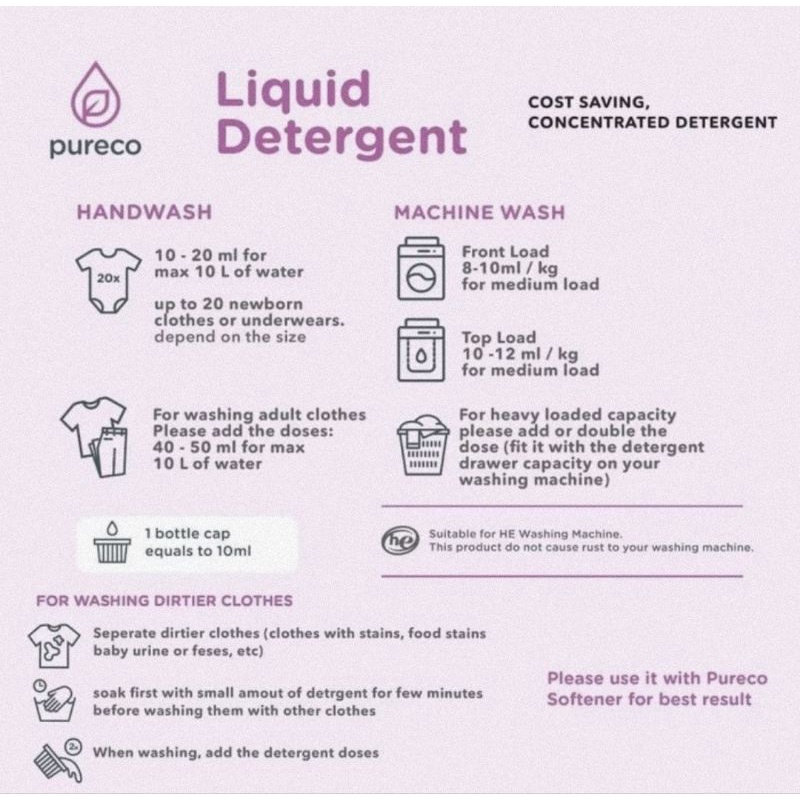 Pureco Liquid Laundry Detergent Refill 900 ml - Deterjen Cair Bayi