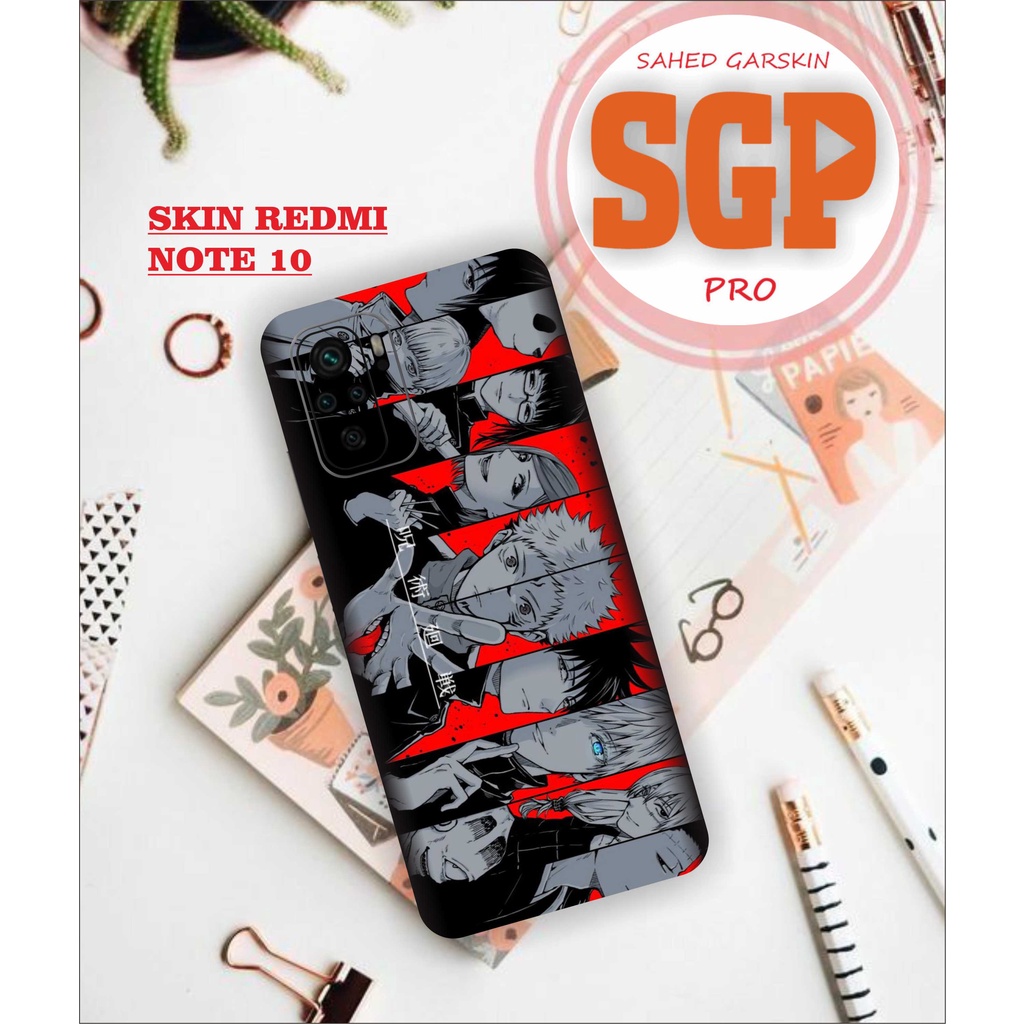 garskin xiaomi redmi note 10 motif top anime - bisa custom gratis - isi 2pcs garskin