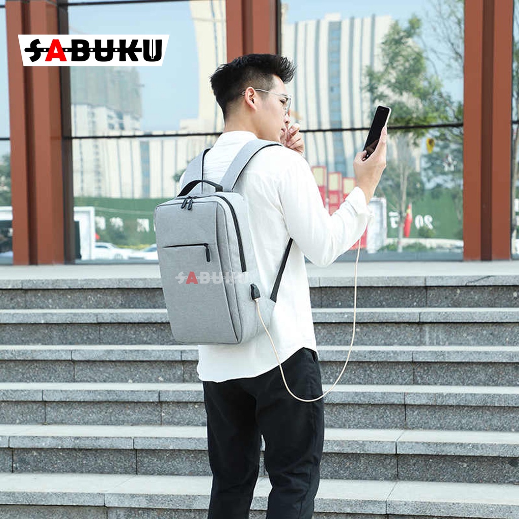 Tas Ransel Korean Lifestyle Casual Laptop Backpack Up to 15.6 inch Tas Punggung Pria - 108