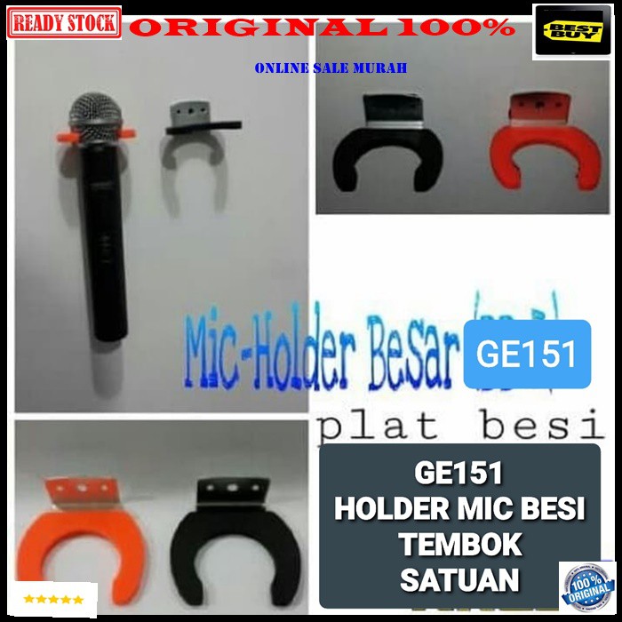 G151 Holder mic besi tembok dinding stand mik wall microphone pegangan gantungan mikr HARGA SATUAN  Bahan besi dan karet  Bisa segala jenis MICROPHONE  Warna hitam dan orange Kosong salah satu kami langsung random warna  100 GRAM ORIGINAL 100% GA