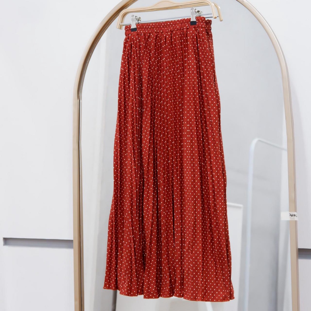 Ameera Rok Plisket Motif-Polka Teracota