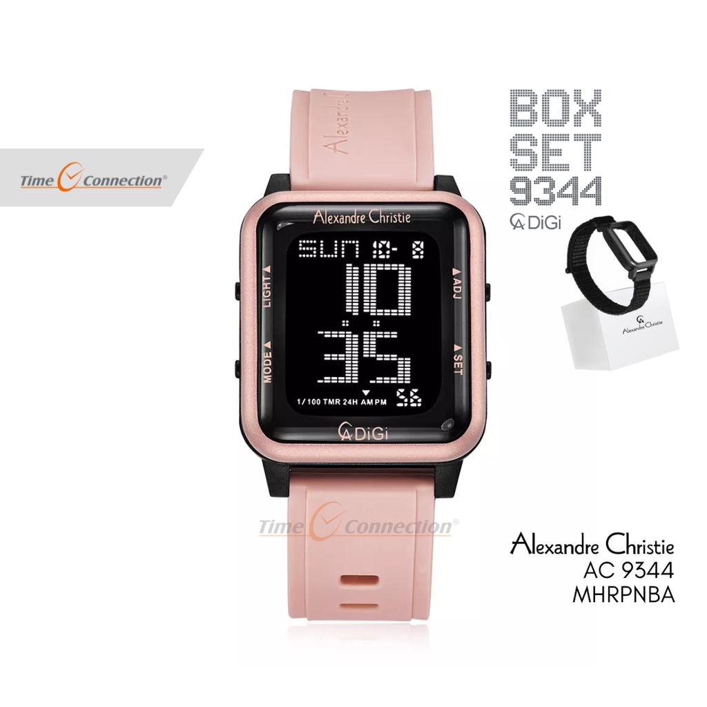 Alexandre Christie AC 9344 MHRPNBA Pink Original / Jam Tangan Wanita Digital Karet / Pink Rubber Wat