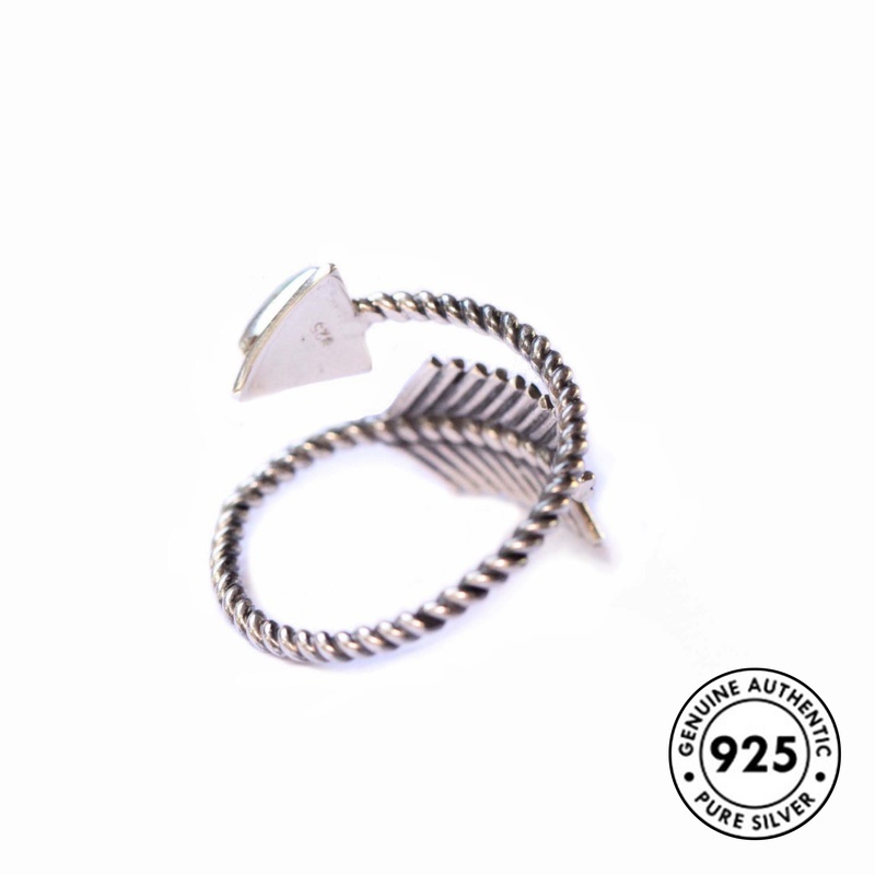 Fashion New Turquoise Feather Bow and Arrow Ring Creative Vintage Ring S925 Silver