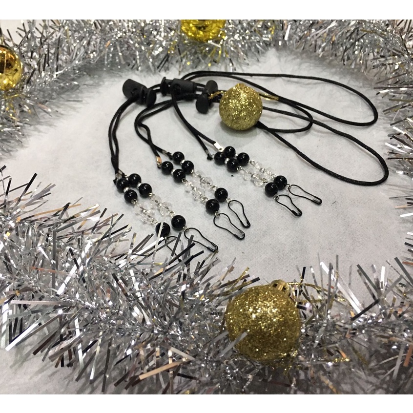 Strap Gantungan KONEKTOR STOPPER Tali Leher Pengait Masker Model Mutiara Pearl Kristal