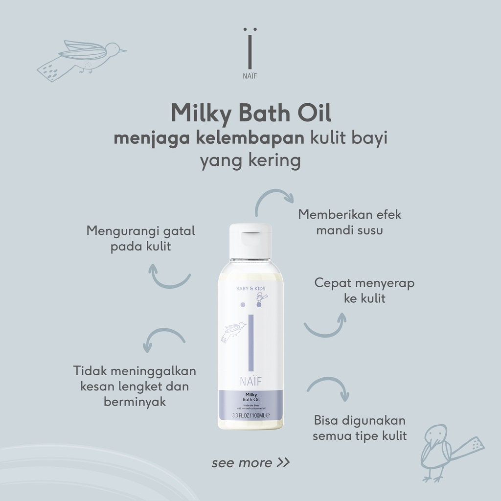 Naif Milky Bath Oil / Perawatan Kulit Bayi / Perlengkapan Mandi Bayi - 100ml