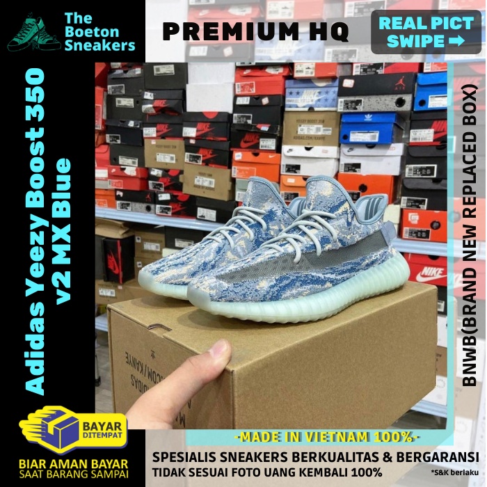 Sepatu Pria *didas Yeezy Boost 350 V2 MX Blue Sneakers Cowok Sneaker Fashion Runing Import Premium O