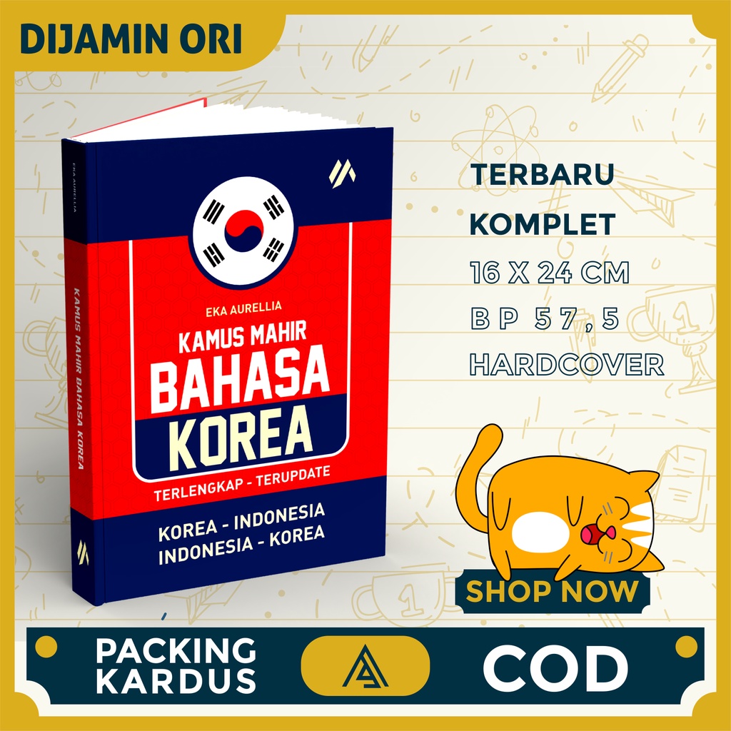 Buku Hardcover Kamus Bahasa Korea - Indonesia  Indonesia - Korea Lengkap / Buku Belajar Bahasa Korea