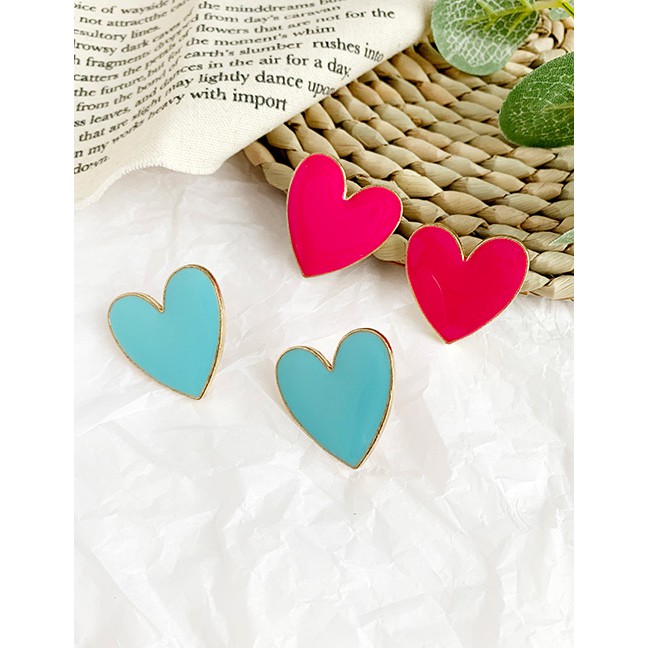 LRC Anting Tusuk Fashion Alloy Drop Oil Love Stud Earrings F7593X