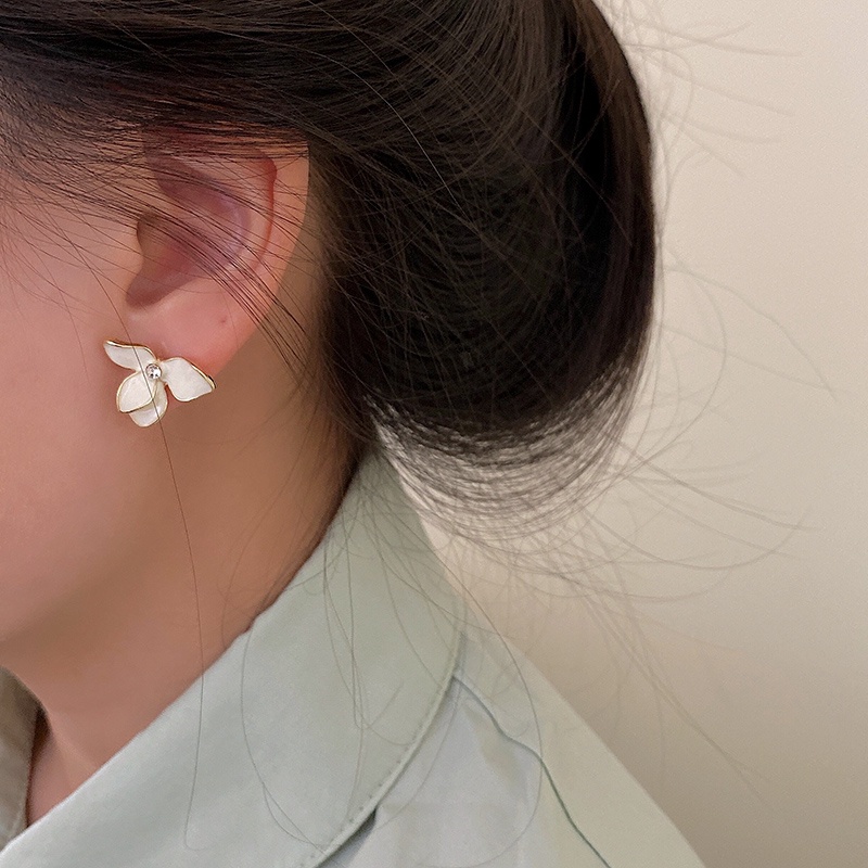 INS Korean Spring Flower Earrings S925 White Earrings Ear Studs Accessory