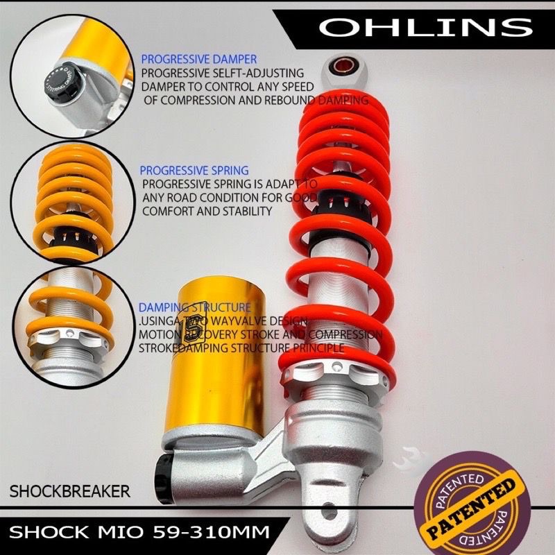 Shock Tabung Bawah OHLNS Ukuran 310MM Dan 330MM SKOK BELAKANG VARIO BEAT SCOOPY MIO FINO SPACY DLL