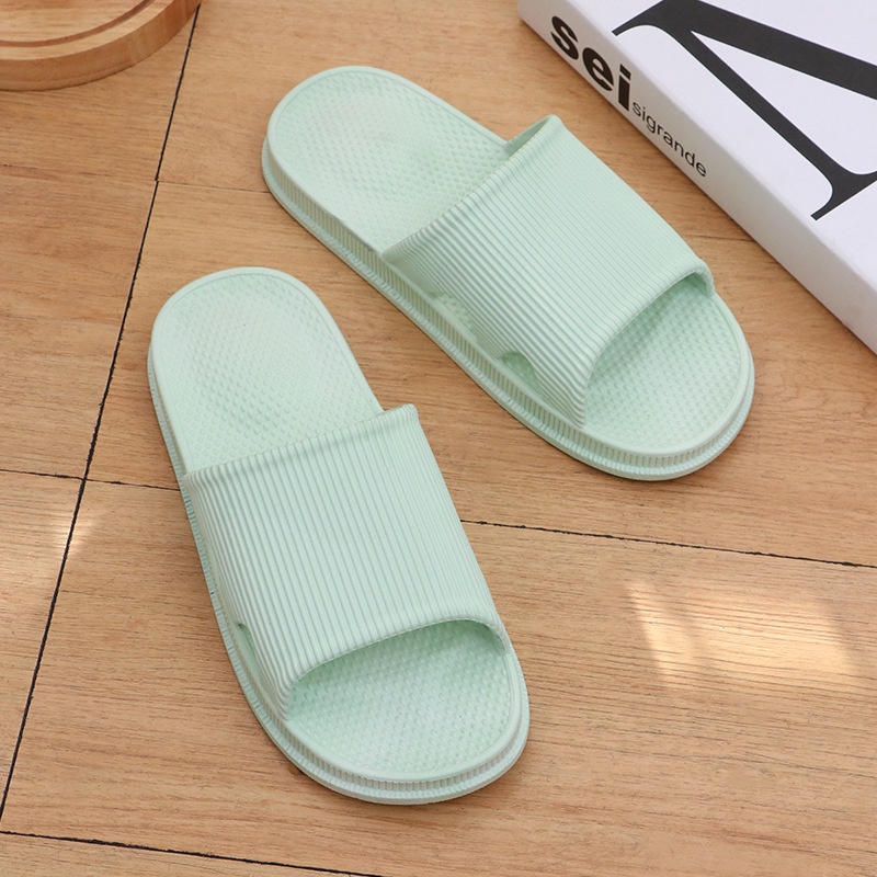 HC Sandal Slop Karet Polos Tebal 6494 Sendal Rumah Berkualitas Motif Salur Sendal EVA Empuk Sendal Karet Couple Garis Home Slipper Anti Slip Wanita Pria Gaya Korea Murah Import-HIJAU MUDA