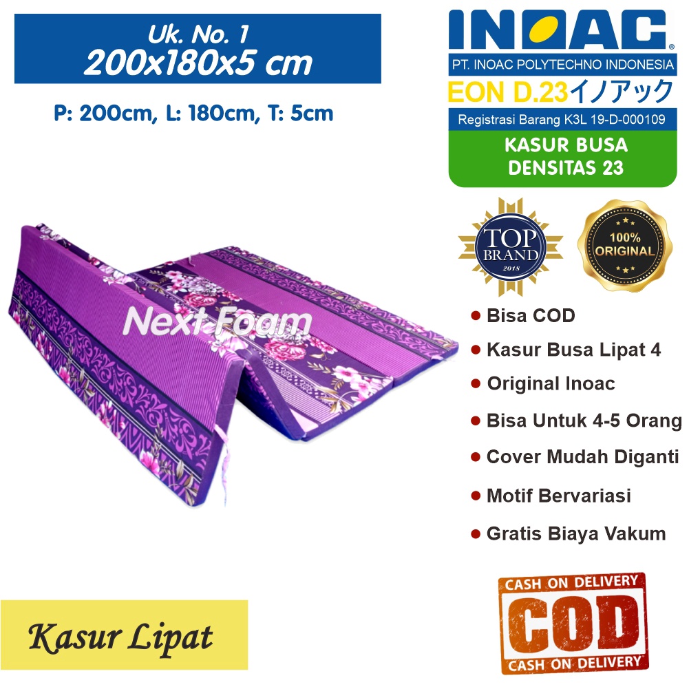 Kasur Busa Lipat Inoac Ukuran No 1 200x180x5 cm Tebal 5 cm EON D23 ORIGINAL INOAC Asli