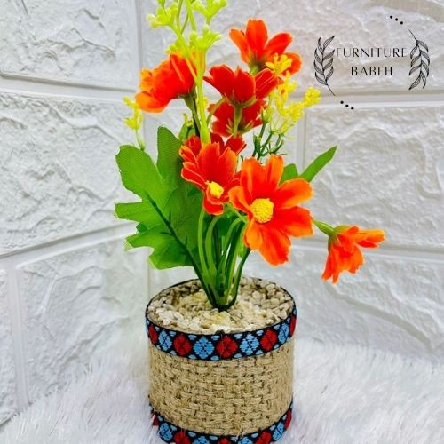 FURNITURE HIASAN RANGKAIAN BUNGA DAISY SET POT GONI , BUNGA PLASTIK ARTIFICIAL HIASAN SERBAGUNA