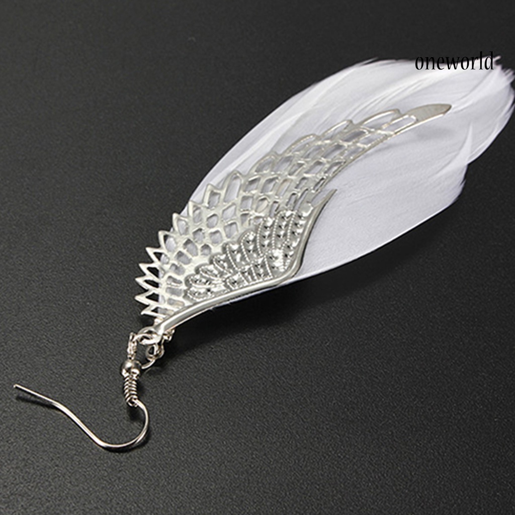 OW@ Earrings Angel Wing Design Beautiful Alloy Jewelry Gift Hook Earrings for Daily Life