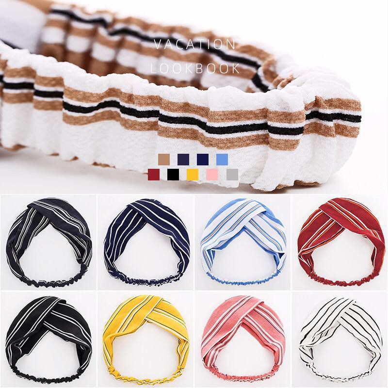 JY B14 BANDO KAIN WANITA MOTIF GARIS BANDO WANITA IMPORT HAIRBAND WANITA