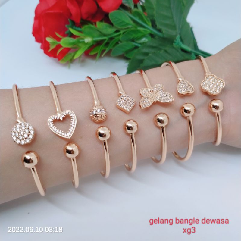 Gelang Tangan Fleksibel Bangle Wanita Titanium Xuping Perhiasan Aksesoris Fashion Lapis Emas Anti Karat