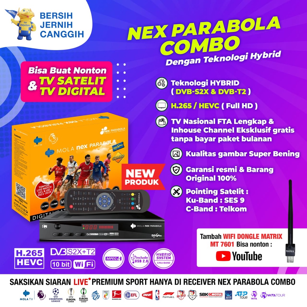 Receiver Nex Parabola Combo + Dongle Wifi