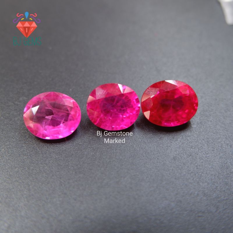 Permata Semu Mulia Ruby Catam Pink Lab Oval Shape