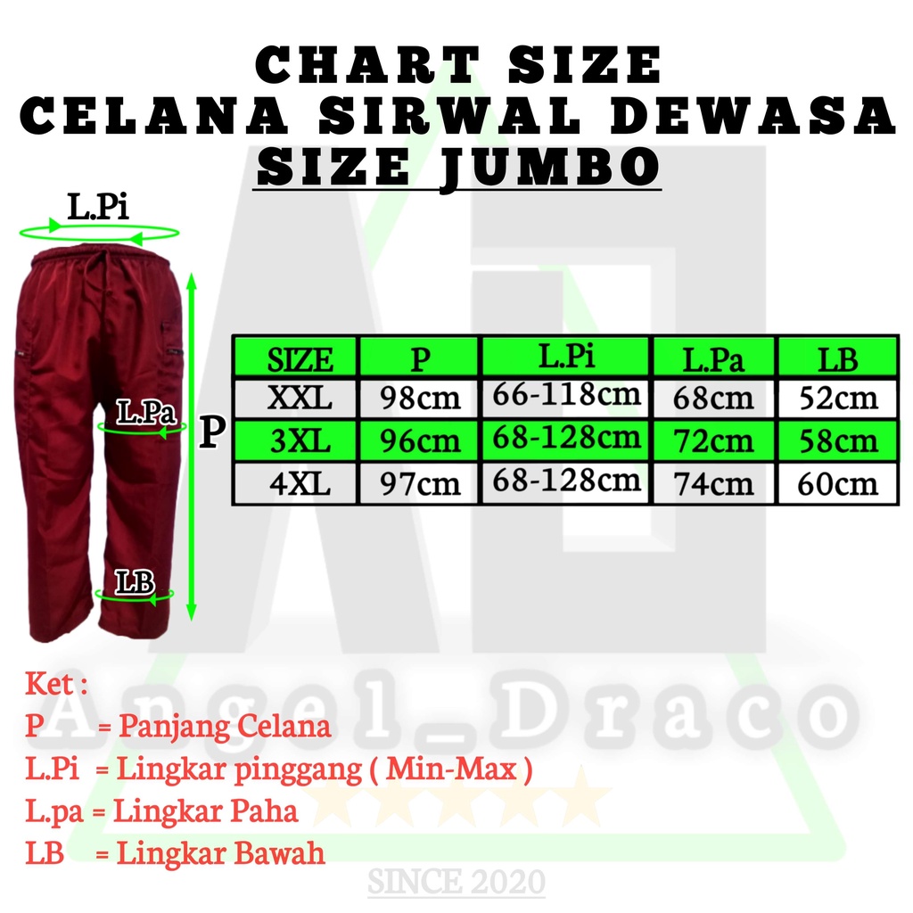 Celana Sirwal Komprang Pangsi Haji Jumbo Bigsize Pria Dewasa XXL XXXL XXXXL