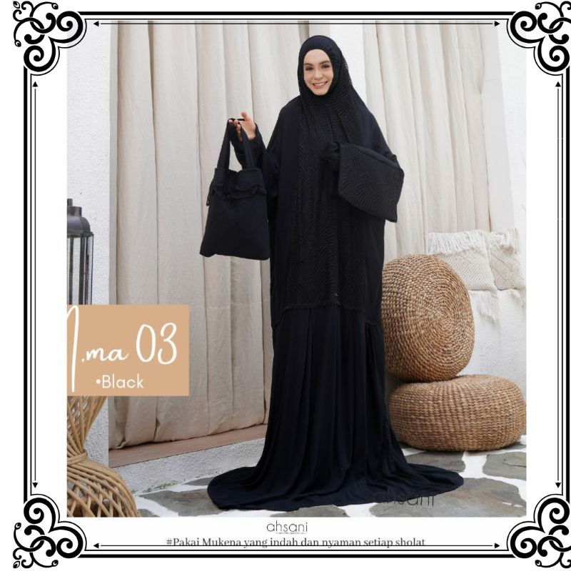 Mukena Terusan Dewasa Hitam Polos Jumbo Katun Rayon Twill Premium Mukenah Terlaris Rayon Adem Ringan