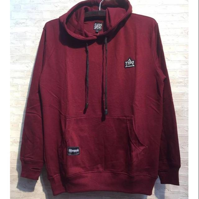 JAKET HOODIE ZIPPER TYPOGRPH MAROON