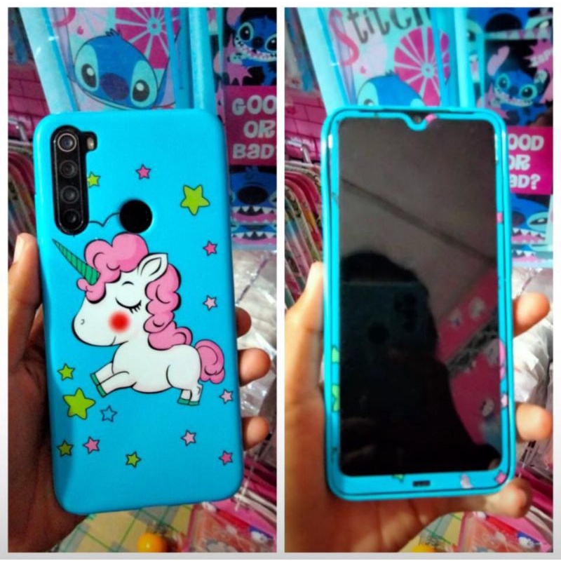 Case Glossy Cartoon Plus Tempered /360 Jelly Glossy 3 Type Samsung/Vivo/Oppo/Xiaomi