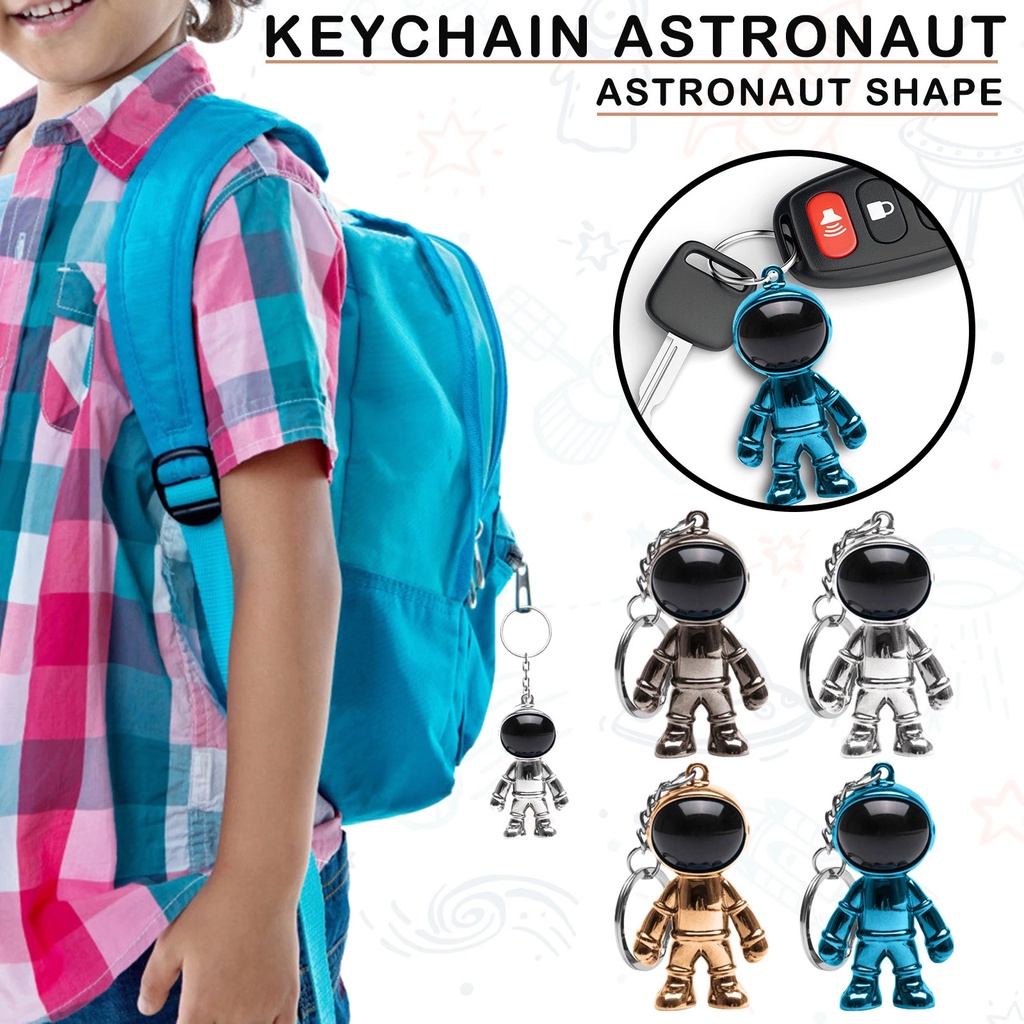 Handmade 3D Astronaut Spaceman Keychain Alloy Gift for Boy Friend Lanyard Key Ring Handbag Pendant