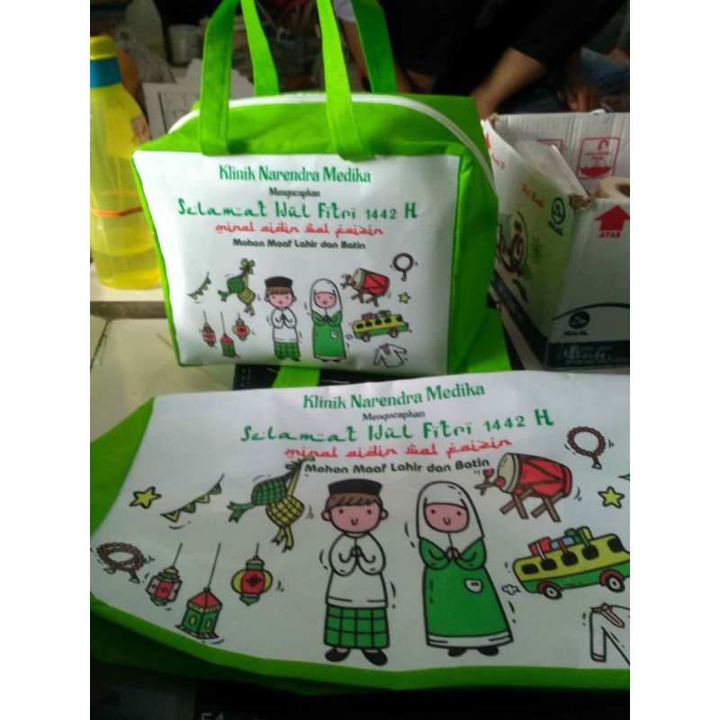

tas souvenir parcel lebaran resleting custom nama