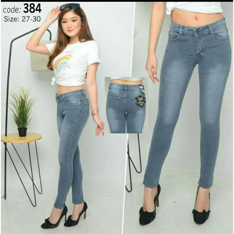 Celana Jeans Wanita Streech Skinnya L & O Jeans Warna Abu Terbaru