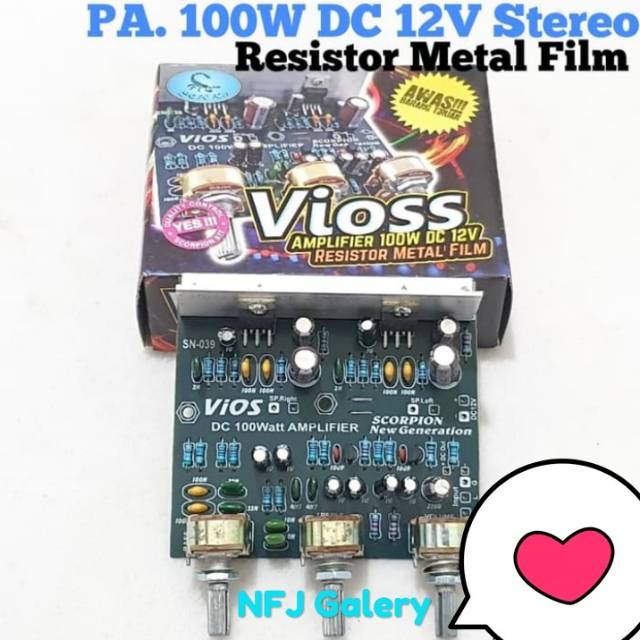 Amplifier Mobil Rakitan Subwoofer Audio Power 100W12V Stereo TDA 2003 R Metal Film Original Scorpion