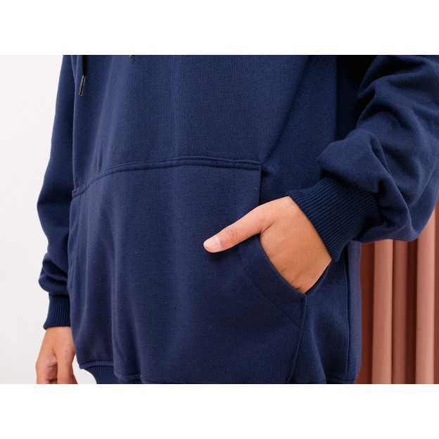 Sweater Hoodie Polos Oversize Jaket Pria Wanita Premium WARNA NAVY