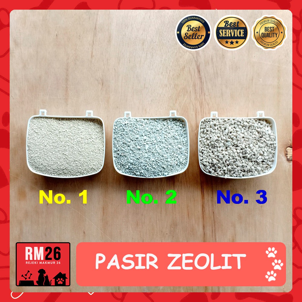 Pasir Kucing Zeolit Pasir Zeolit No. 1 No. 2 dan No. 3 Repack 1 Kg